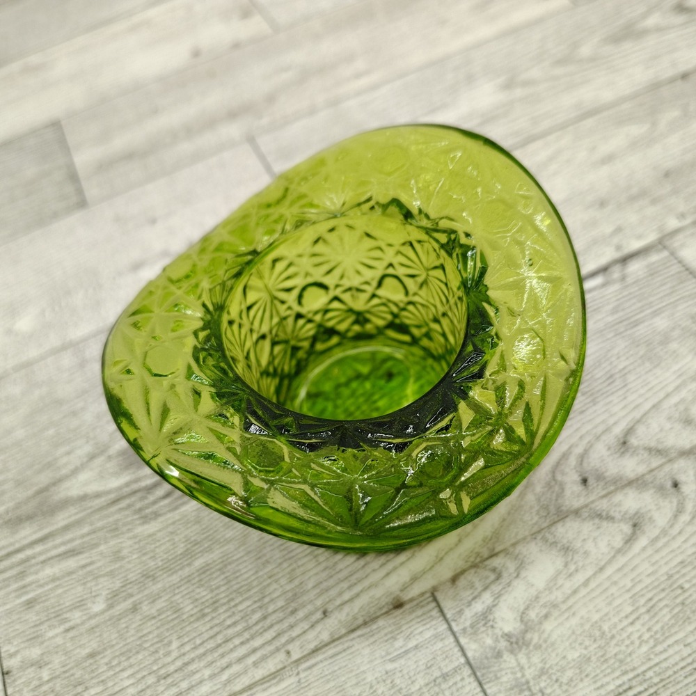 Green Glass Top Hat Vintage Whimsy Decor Collectible Display Toothpick Holder - Picture 2 of 10